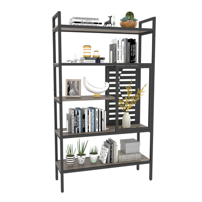 Adjustable Bookshelf with 5 Open Storage Shelves for Living Room Bedroom Kitchen Office