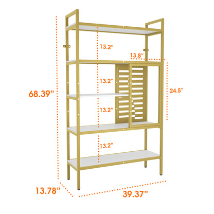 Adjustable Bookshelf with 5 Open Storage Shelves for Living Room Bedroom Kitchen Office