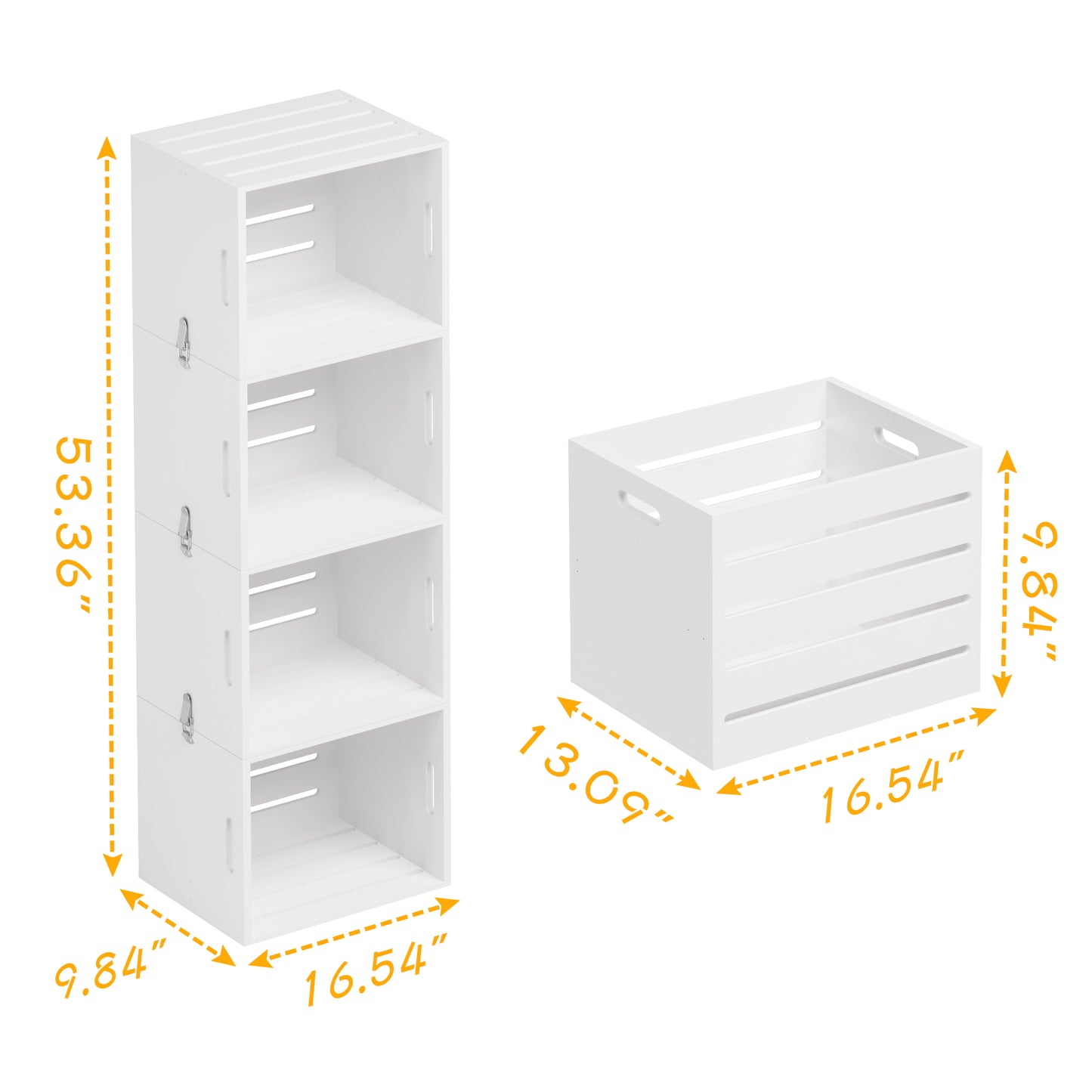 4-Tier Adjustable Kids Bookshelf, 52 inch Stackable Toy Storage Organizer, Toy Boxes for Reading, Storing, Playing(White)