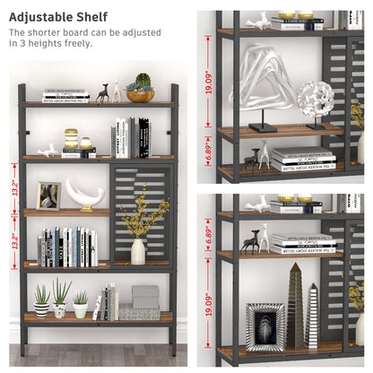 Adjustable Bookshelf with 5 Open Storage Shelves for Living Room Bedroom Kitchen Office