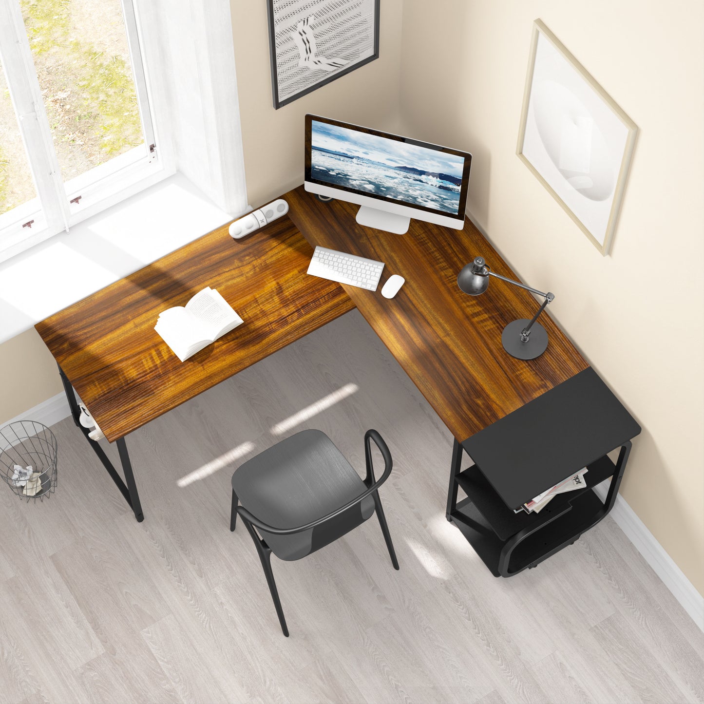 L Shaped Office Desk Reversible Corner Computer Desk for Home Office