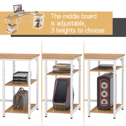 L Shaped Desk Reversible Corner Computer L Desk with Storage Shelves for Home Office