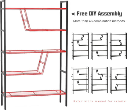 5-Tier Adjustable Bookshelf Wood Bookcase with Metal Frame Book Shelf Organizer for Living Room/Bedroom/Study Room