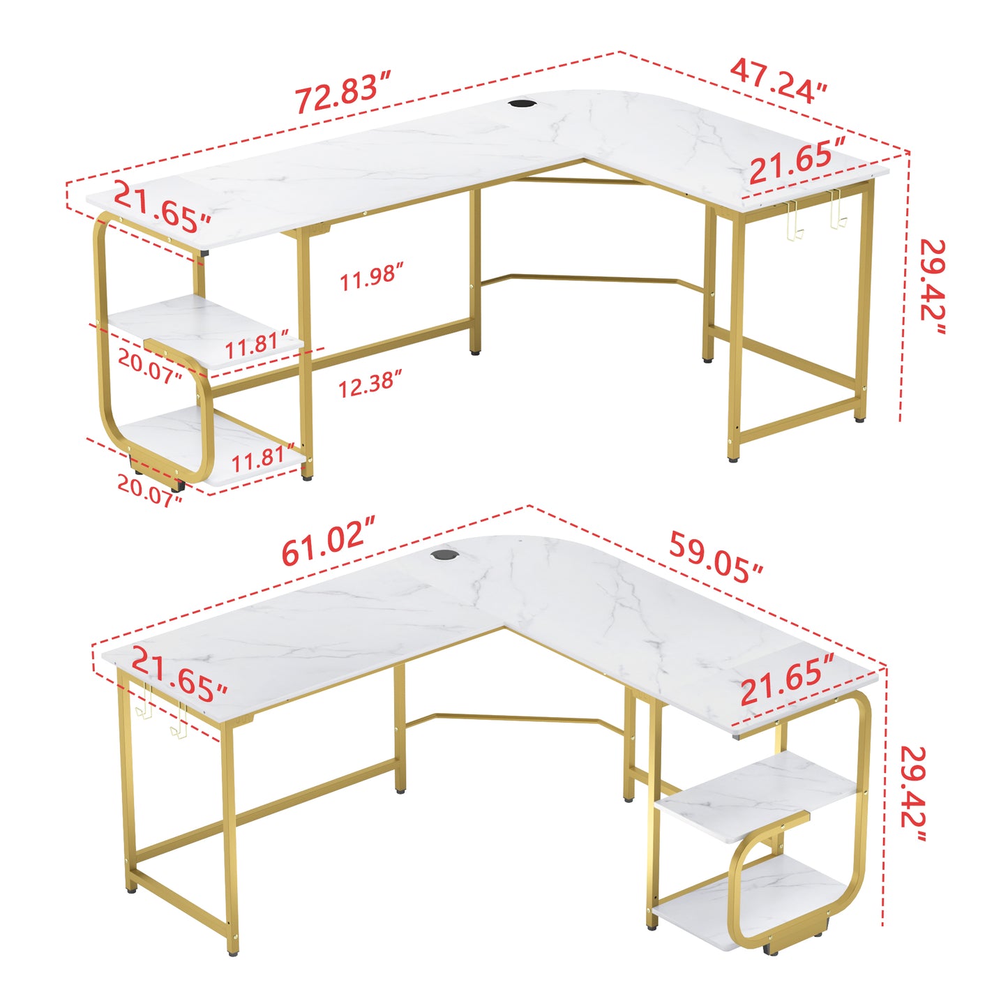 L Shaped Office Desk Reversible Corner Computer Desk for Home Office