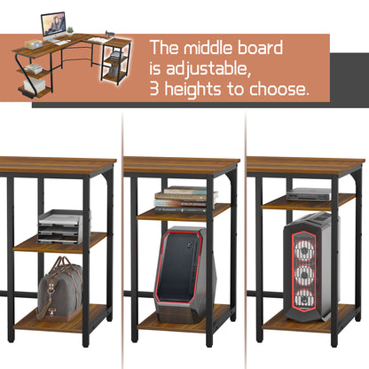 L Shaped Desk Reversible Corner Computer L Desk with Storage Shelves for Home Office