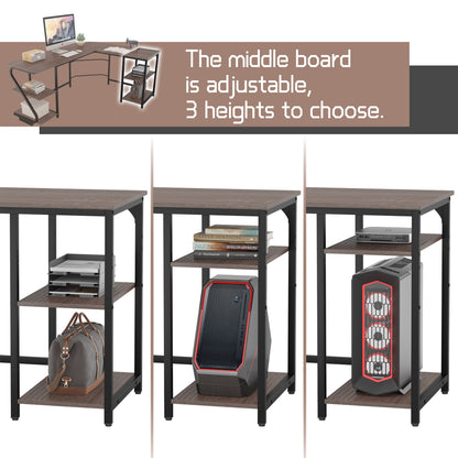 L Shaped Desk Reversible Corner Computer L Desk with Storage Shelves for Home Office