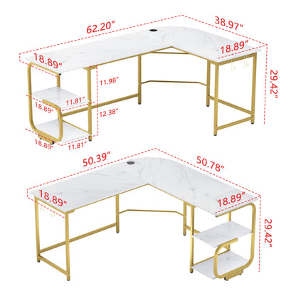 L Shaped Office Desk Reversible Corner Computer Desk for Home Office