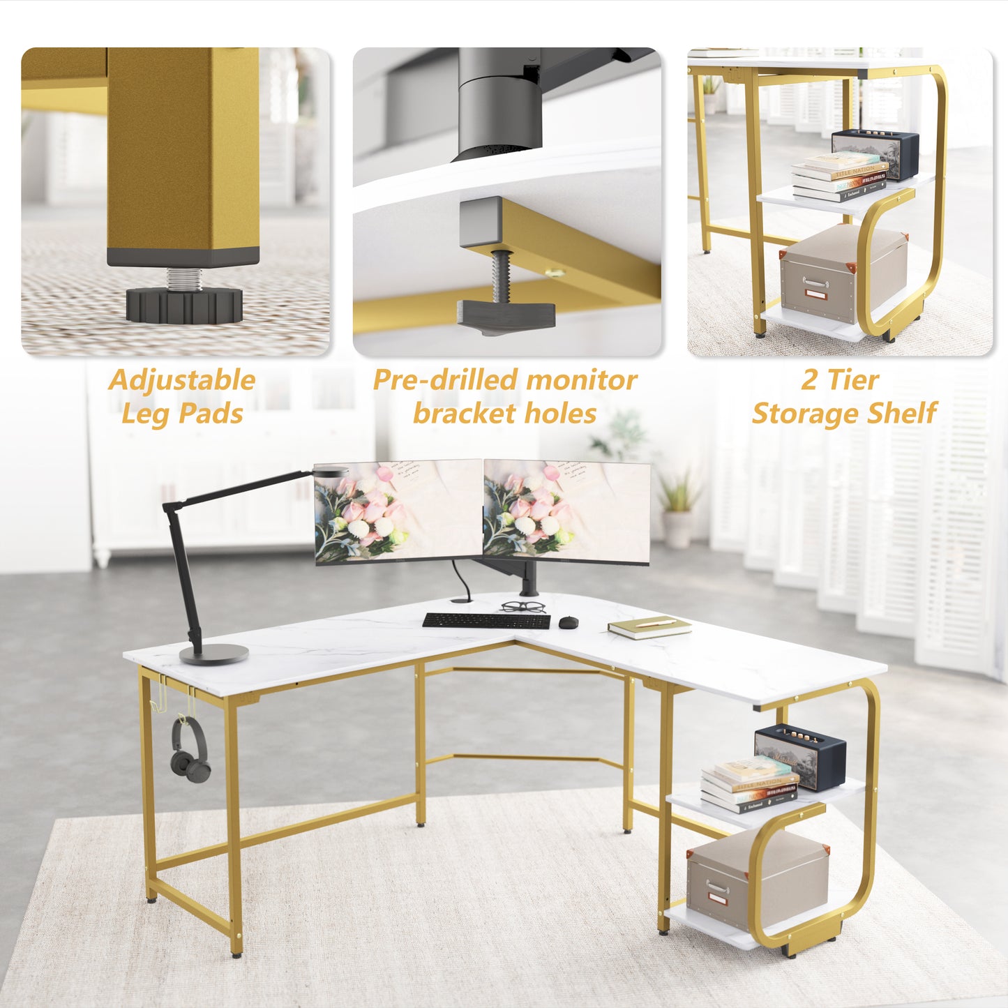 L Shaped Office Desk Reversible Corner Computer Desk for Home Office