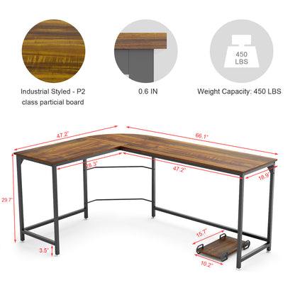 Reversible L Shaped Computer Desk, Large Corner Computer Gaming Desks for Home Office, Sturdy PC Laptop Workstation Wooden Table with Lots of Leg Room and Surface Top Space