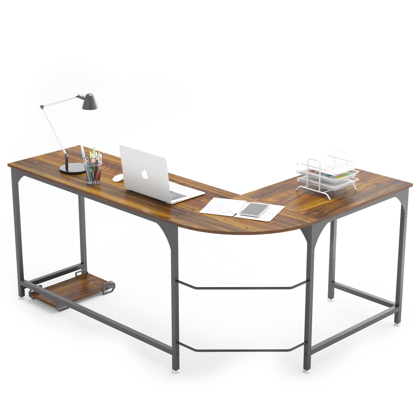 Reversible L Shaped Computer Desk, Large Corner Computer Gaming Desks for Home Office, Sturdy PC Laptop Workstation Wooden Table with Lots of Leg Room and Surface Top Space